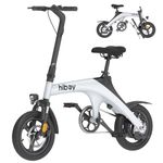 Hiboy C1 Electric Bike for Adults, 32KM/H 70KM Range (PAS) 500W Peak Motor 36V 7.8Ah Removable Battery Ebike,14'' Tire Foldable Electric Bicycle, White