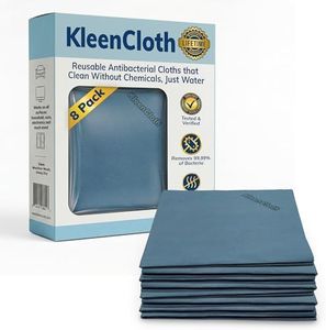 KleenCloth Reusable Antibacterial Cleaning Cloths – Removes 99.99% of Bacteria with Just Water | Silver-Embedded, Chemical, Odor, Streak & Scratch-Free for All Surfaces | 8 Pack