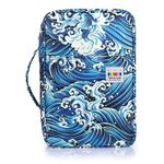 BSTKEY 300 Slots Pencil Case Pencil Wrap for Colored Pencils, Large Capacity Pencil Holder Pen Pouch Bag Stationery Organizer Case, Sea Wave Pattern (No Pencils)