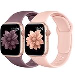 Ouwegaga Soft Strap Compatible with Apple Watch Strap 38mm 40mm 41mm, Silicone Replacement Band for iWatch Series 9 8 7 6 5 4 3 2 1 SE Ultra/Ultra 2 for Women Men, Smoky Violet/Sand Pink