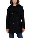 Nautica Women's Double Breasted Peacoat with Removable Hood Jacket, Black, XS