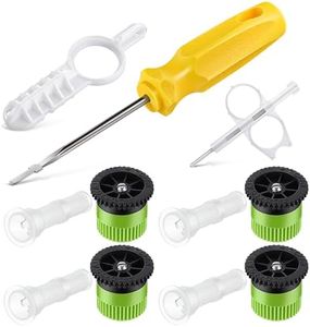 Gulfmew Sprinkler Nozzle & Adjustment Tool Kit, 4 Pack 10A Adjustable Spray Nozzles with Filters, Rotor Screwdriver and Sprinklers Key, Compatible with Hunter MP/Rain Bird Sprinkler(Yellow & White)