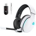 Gtheos Wireless Gaming Headphones for PS5, PS4, PC, Mac, Nintendo Switch, Bluetooth 5.2 Gaming Headset with Detachable Noise Canceling Mic, Stereo Sound, 3.5mm Wired Mode for Xbox Series(White)