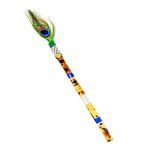 Bamboo Flute | Bansuri | C Natural Medium Scale | Professional/Beginner Basuri | Bamboo Bansuri with peacock feather (pack of 1)