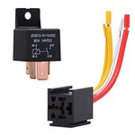 Ehdis 1 Pack Car Relay 12V 80 APM 4 Pin, Changeover Relay With Socket Holder for Truck, Motor, Heavy Duty On/Off Normally Open SPST Relay Socket Plug 4 Wire