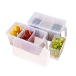 SAMPLUS MALL (LABEL) Samplus Mall Plastic Fridge Storage Box with Lid and 3 Bins - 5L, Pack of1, Transparent, Multicolour