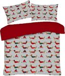 GC GAVENO CAVAILIA Xmas Sausage Dog Duvet Set Skating Shoes Microfiber Christmas Quilt Cover Plain Reversible Bed Set Single Christmas Bedding Kids