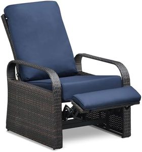 Outdoor Recliner Outdoor Wicker Recliner Chair with 5.5'' Thickness Cushions, Automatic Adjustable Rattan Patio Chaise Lounge Chairs, Aluminum Frame, UV Resistant and Rustless