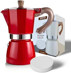 AGOGO Milano Moka pot, Stovetop Espresso maker, Greca Coffee Maker, Stovetop coffee maker and espresso maker percolator With Paper Filter 6 Cup Red
