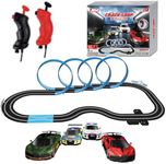 AGM MASETCH High Speed Series Tram Dual Track Set, Track with 4 Vehicles Official Licensed Slot car Racing, Comes with 2 Hand Controls and Track Parts and a Lap Counter.
