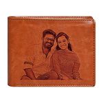 GFTBX Personalized Engraved Vegan Leather Photo Men's Wallets - Best Wallets for Men (Tan)