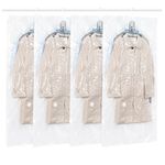 Hanging Vacuum Storage Bags, QH7 4 PCS Space-saving Vacuum Bag for Clothes, Suits, Dresses, Coats or Jackets, Clear & Reusable Closet Organizer with (4 Long 145x70cm)