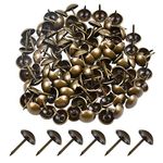 Dokpav 100 Pcs Vintage Upholstery Tacks, Brass Thumb Tacks Antique Bronze Stud Tacks Drawing Pins Map Tacks Furniture Nails Pins for Wood Sofa Armchairs Desk Jewelry Box Bed Board Shoe Door Decor