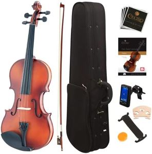 Mendini By Cecilio Violin For Kids & Adults - 1/4 MV300 Satin Antique Violins, Student or Beginners Kit w/Case, Bow, Extra Strings, Tuner, Lesson Book - Stringed Musical Instruments