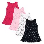 CLAP Cotton Baby Girl's A-Line Midi Nightdress (Light Pink, Navy White _12 - 18 Months)