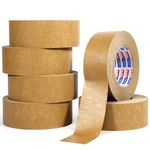 ADHES Heavy Duty Kraft Paper Tape, 7.5mil, 2 Inch x 55 Yards x 6 Rolls, Recyclable Eco-Friendly Biodegradable Paper Packing Tape Writable & Uncoated Brown Packing Tape for Shipping, Moving, Sealing