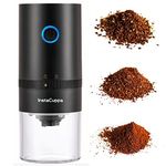 InstaCuppa Rechargeable Coffee Bean Grinder with Ceramic Conical Burr Mill, One Click Operation, 5 Adjustable Grind Settings, Airtight Bottom Canister (18/8 Steel)