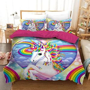 Sweet Heart Unicorn Quilt Doona Duvet Cover Set Single, 1 Pillow Case