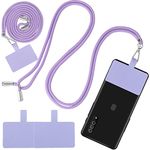 cobee Phone Lanyard, Adjustable Cell Phone Lanyard Universal Nylon Neck Strap Detachable Phone Crossbody Lanyard Phone Tether with 2pcs Phone Patches Compatible with Most Smartphones(Purple)