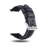 Berfine 20mm Quick Release Retro Leather Watch Band,Vintage Pull-up Leather Watch Strap, Black