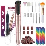 HAPAW Electric Nail Drill, Professional Cordless Nail Drill Portable Rechargeable Electric Nail File Machine File Kit for Acrylic Gel Nails, Manicure Pedicure Tool Nail Drill Kit for Home and Salon