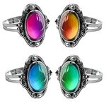 4Pcs Mood Rings for Women Mood Color Changing Ring Boho Rings Colorful Adjustable Rings Set for Girls