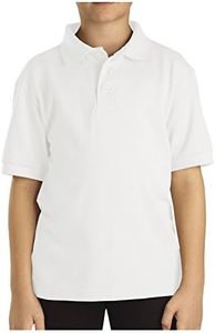 Dickies Big Boys' Short Sleeve Pique Polo Shirt, White, Medium (10/12)