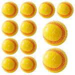 Baisidiwei Baseballs 12 Pack Yellow Dimpled Baseballs, 9-Inch Pitching Machine Baseballs for Hand-Eye Coordination, Hitting and Fielding Practice (Yellow red)