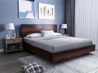 RECTART Solid Wood Wall Mounted Floating Bed with Iron Support & Head Board for Back Support | Hanging Bed | Without Storage | All Accessories Included (Jack, King Size)