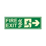 CLICKFORSIGN Glow in Dark Fire Exit Signboard right Arrow, 300 x 100 mm Pack of 4