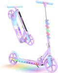 BELEEV V9 Scooters for Kids Ages 6+ with Light-Up Stem & Deck, 2 Wheel Folding Scooter for Adults Teens, Big Wheel Scooter for Boys and Girls, 4 Adjustable Height, Max Load 220 lbs(Blue Purple)