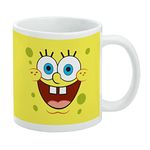 SpongeBob Goofy Smile Face Ceramic Coffee Mug, Novelty Gift Mugs for Coffee, Tea and Hot Drinks, 11oz, White