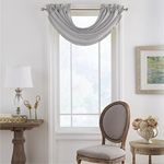 Elrene Home Fashions Versailles Room-Darkening Faux-Silk Waterfall Window Valance, Accessory for Bedroom or Living Room Windows with Rod Pocket Tabs, 52" x 36", 1 Valance, Gray