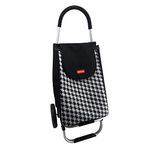Casa&Casa Dogtooth Aluminium Shopping Trolley on Wheels | 55L Huge Capacity | Elegant and Foldable Shopping Cart for Groceries|2 Wheel| Thermal Liner | Bespoke Designs
