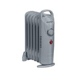 Schallen 800W 6 Fin Mini Small Portable Electric Slim Oil Filled Radiator Heater with Adjustable Temperature Thermostat and Safety Cut Off in GREY