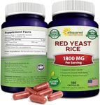 aSquared Nutrition Red Yeast Rice 1800mg - Dietary Supplement Vegan Powder Pills to Support Cardiovascular Health - 180 Veggie Capsules