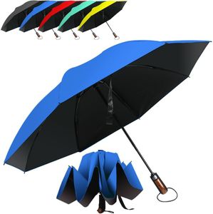 HAILSTORM Folding Reverse Umbrella with UV and UPF50+ Protection - Inverted Windproof Umbrellas with Lightweight Fiberglass Frame - Royal Blue