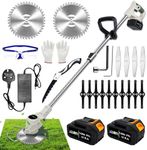 Grass Strimmer Cordless with Metal Blades,21V 4000mAh Battery Powered Grass Trimmer Lightweight Garden Brush Cutter Lawn Edger,Electric Strimmers,3 in 1 Stringless Strimmer