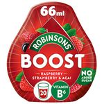 Robinsons Boost Benefit Drops Raspberry, Strawberry & Acai with Vitamin B6 - With Real Fruit Juice - No Artificial Colours - No Added Sugar - Perfect for Travel - 66ml, Makes 20 Drinks per Pack