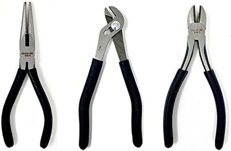 Grace USA 3-Piece Pliers Set, 6" Needle Nose Pliers, 5" Angle Nose Slip Joint Pliers, 6" Diagonal Pliers, Perfect for Woodworking & Gunsmiths, Handcrafted, Made in USA,PS3