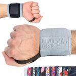 BEAR GRIP SPECIAL EDITION Premium weight lifting wrist support wraps (Grey, 13 Inches)