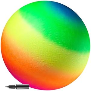 18 Inch Rainbow Ball Playground Balls For Kids (pack Of 1) Jumbo Size Rainbow Inflatable Big Bouncy Balls For Kids For Kickballs & For Park, Giant Ball For Indoor And Outdoor Games With Hand Pump