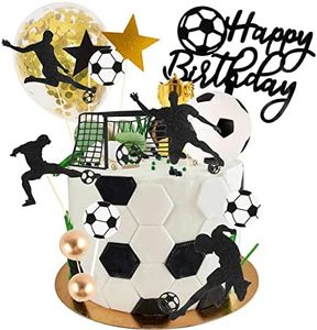 34 Pièces Décoration Foot Anniversaire, Football Cake Topper Décoration, Décorations de Gâteau Sportives en Forme de Ballon de Football, pour Enfants, Garçons, Fans De Football