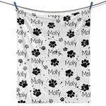 Prints Fun Personalized Paw Print Dog Blanket with Pets Name, Custom Dog Blankets Gifts with Name from Pet Dog, Customized Flannel Blanket, Birthday Gifts for Animal for Pet Lovers Dog Mom Dad