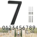 House Numbers for Outside Modern 7 Inch Home Address Number for House Number Large Black Door Numbers Metal Modern Floating House Numbers with Nail Kit - Decorative Street Address Signs for Yard House Number 7