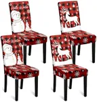 U'Artlines Christmas Chair Covers Set of 4, Removable Washable Merry Christmas Dining Chair Seat Covers Stretch Protector Slipcovers for Dining Room Kitchen Holiday Party Decor, Red Buffalo Plaid