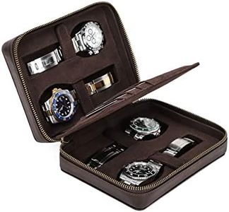 Contacts Watch Box Leather Watch Travel Case Watches Organizer Watch Holder for 4 Pcs Watches with Card Slots