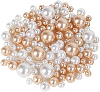 Belle Vous Perle Finte Rotonde (Set da 120) - 3 Misure, Perle di Plastica Lisce Bianche e Oro - Perle per Decorazioni Feste - Pietre Decorative Perline per Vasi e Centrotavola