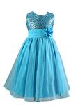 stylesilove Little Children Lovely Sequin Flower Girl Dress, 5 Colors - Blue - 130 cm/4-5 Years