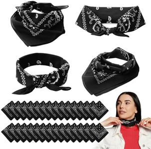 eggigi 30 Pcs Fashion Paisley Design Bandana, Multi-Purpose Square Scarf Headband Handkerchiefs for Men Women (Black)